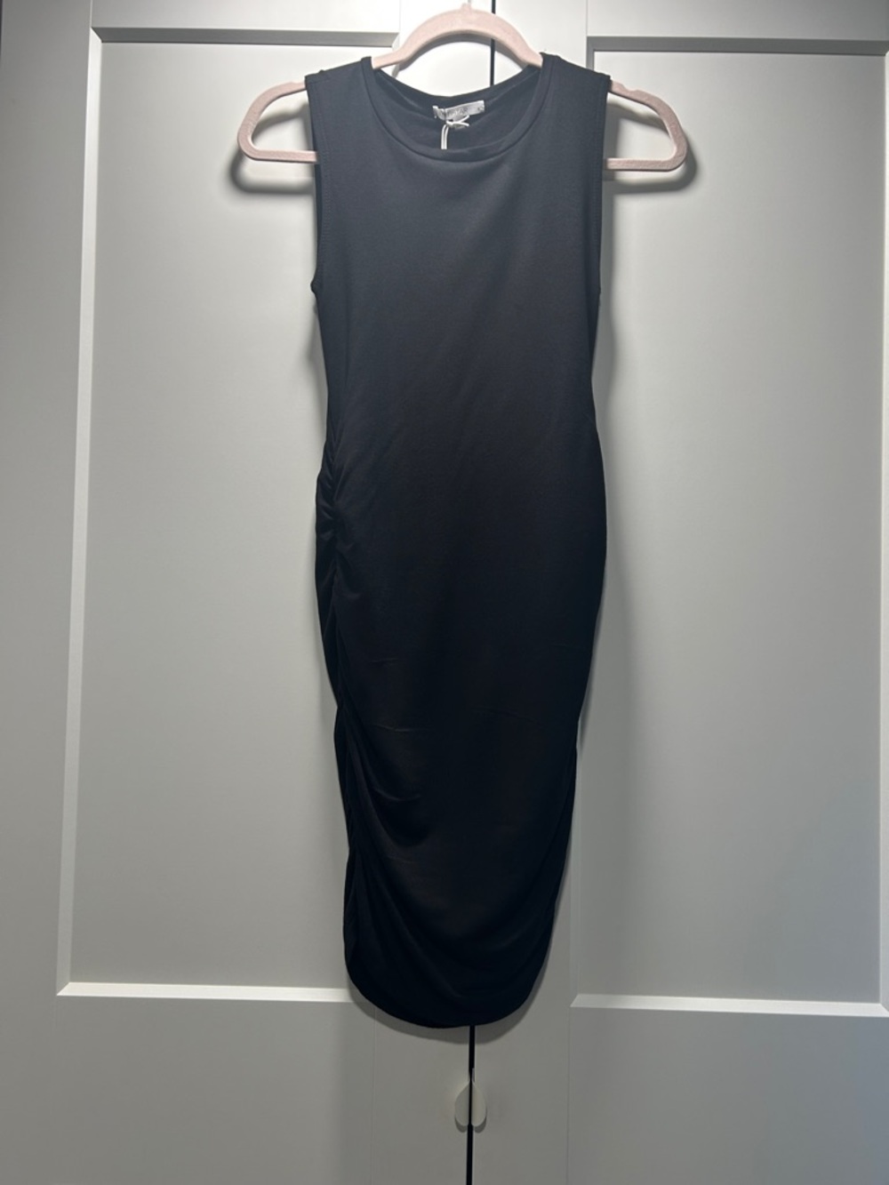 Black Sleeveless Ruched Mini Dress